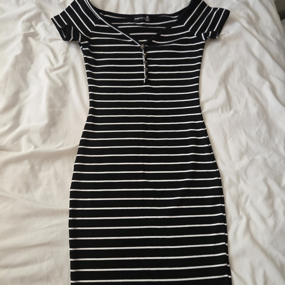 Black and White Striped Mini Dress